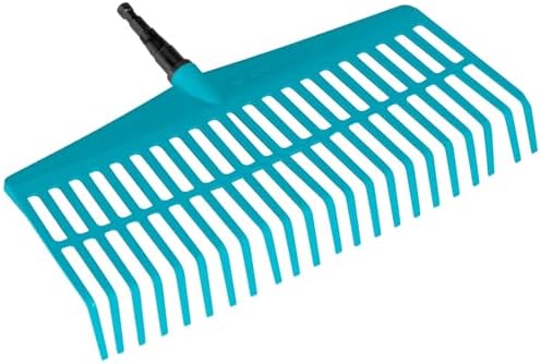 GARDENA combisystem Lawn Rake: Convenient tined rake for cleaning up dead leaves and grass clippings, with robust plastic tines, working width 43 cm (3101-20)