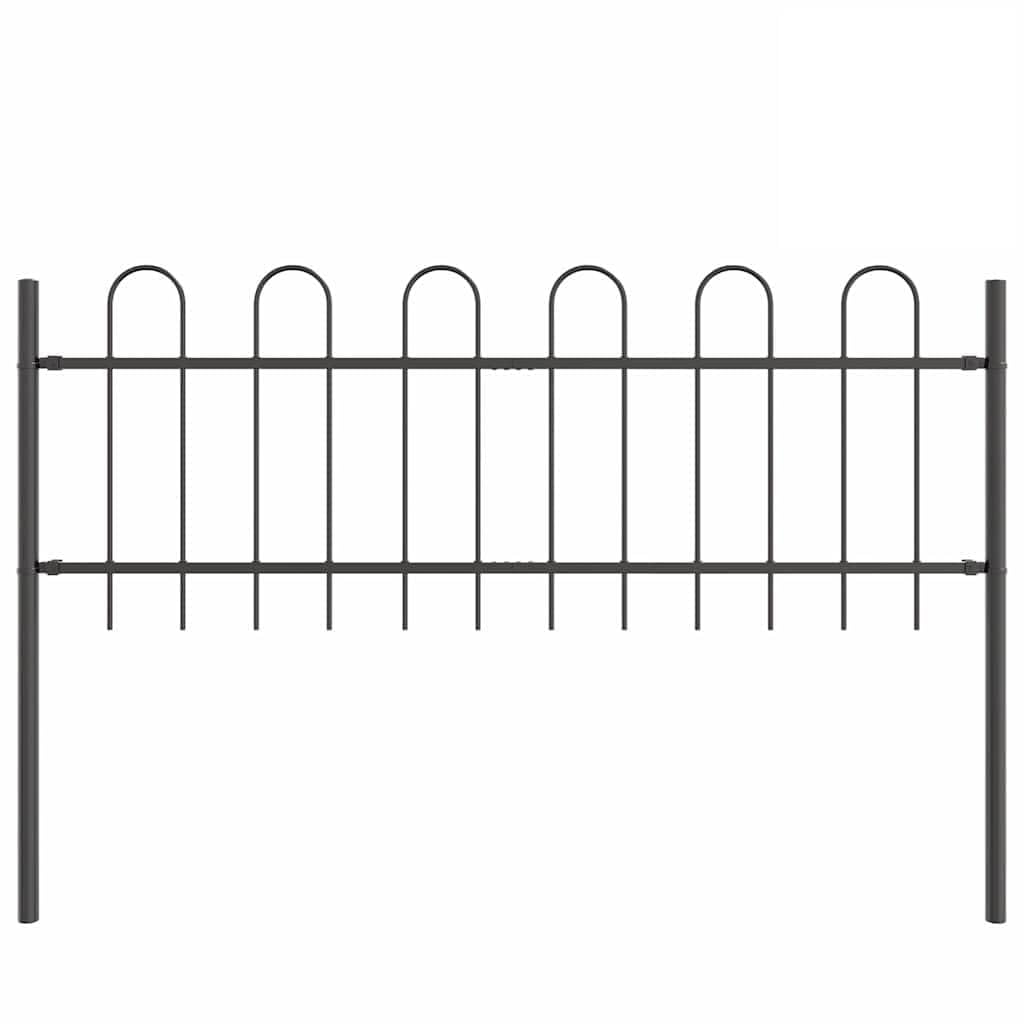 Garden Fence 7pcs Grey 11.9 x 0.6 m Powder-Coated Steel Outdoor Boundary Panel Weather Resistant Decorative Border for Backyard Terrace Lawn Ornament