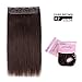 Winsky One Piece Hair Extensions Clip in Human Hair - 100% Real Human Hair 3/4 Full Head Clip on Hair Extensions 70gram for Women (14inch, Dark Brown)