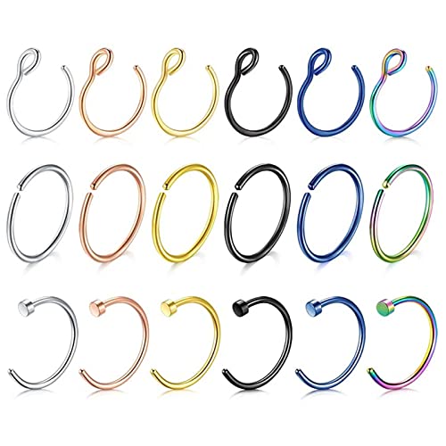 Anneaux de nez 16G lot de boucles d'oreilles cartilage en acier 8/10mm