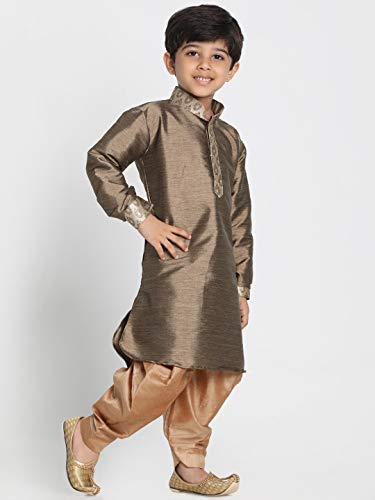 Image of VASTRAMAY Boy's Silk Blend Solid Kurta and Dhoti Pant Set