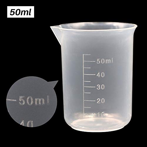 6 Pack 50Ml Lab Plastic Graduated Beaker Transparent Measuring Beaker Cup Mixing Cup Liquid Container For Science Lab #TOP4