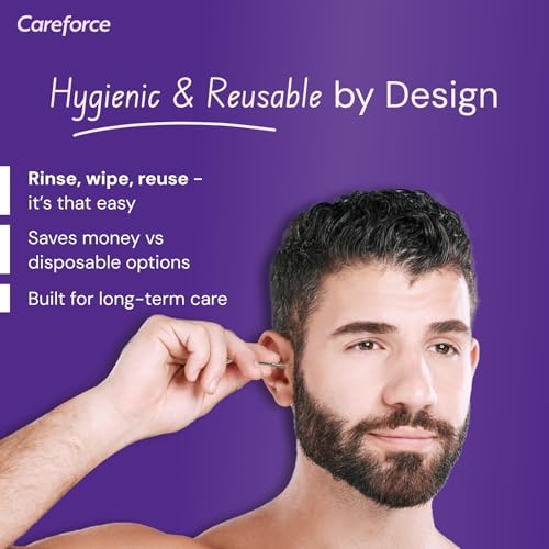 Image of Careforce Ear Wax Cleaner - Resuable Ear Cleaner Tool Set with Storage Pack - Ear Wax Remover Tool Kit with Ear Curette Cleaner and Spring Ear Buds Cleaner 6 Pcs Set Silver