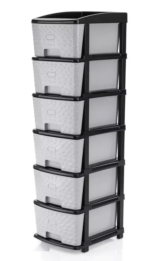 ELRIC Jumbo Plastic Modular Drawer Storage Cabinet | Grey Organizer for Home Office Kids Room and Clinic | Space Saving Storage Unit with Deep Drawers | 6xl-image-47
