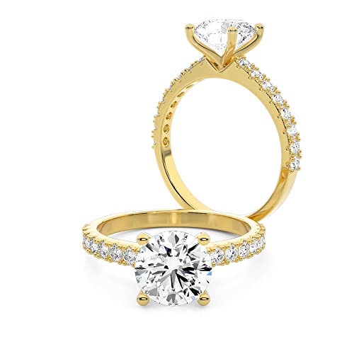 Buy Jewels Solid 10k Gold Moissanite Engagement Ring 7.5 mm 1.5 ct Women Round Solitaire Ring G-H Color VVS1 Quality2