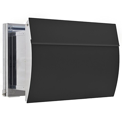 LEON (レオン) MB0310 郵便ポスト 埋め込み型 後ろ出し ステンレス製 メール便対応 防水 おしゃれ 大型 北欧 ポスト 郵便受け (MAIL BOXシート無し) ブラック