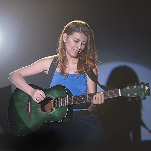 Winzz Hand Rubbed Series - 36 Inches 3/4 Dreadnought Acoustic Acustica Guitar Bundle, Dark Hunter Green #TOP6