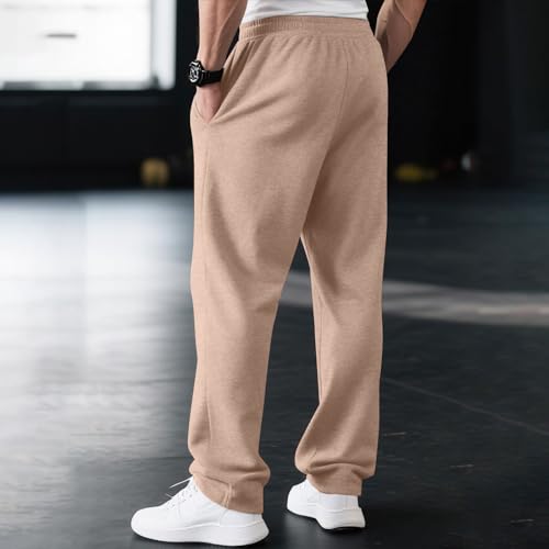 Mens Drawstring Sweatpants Sports Straight Leg Fleece Pants Joggers Open Bottom Gym Sweatpants with Pocket Sweat Pants3