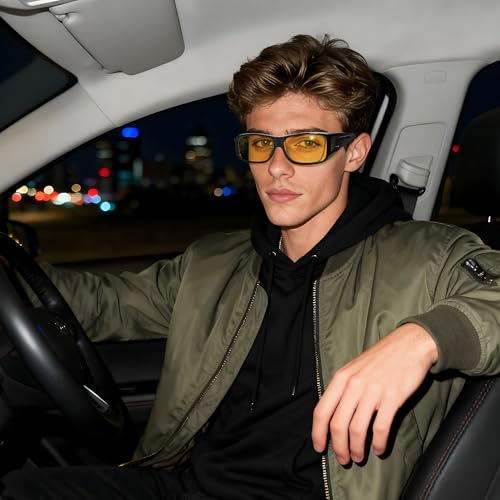 Image of HAOLOTA Night Vision Driving Over Glasses, Polarized Nighttime Glasses Men Women Anti Glare Yellow Tinted Lens