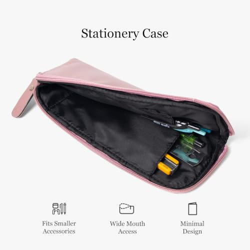 Image of Bellblock Premium Stationery & Pencil Pouch | Aesthetic Pencil Case for School, Office | Portable Pouch for Stationery | Compact Pen Pouch | Vegan Leather (Spring Lilac)