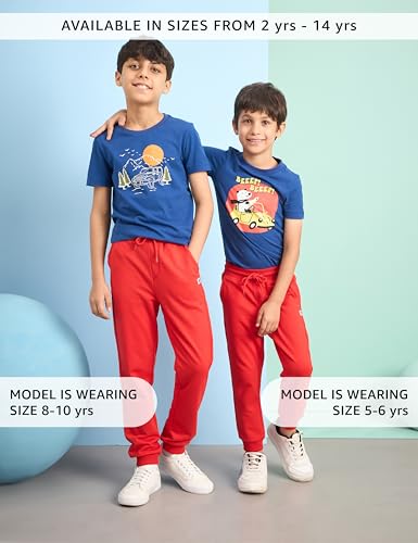 Image of Amazon Brand - Symbol Boys Cotton Rich Stretchable Knit Terry Track Pants Joggers | Age 2-14 Years