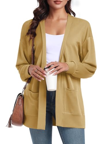 Feiersi Women's Open Front Cardigans Long Sleeve Casual with Pockets Knit Cardigan Soft Outwear