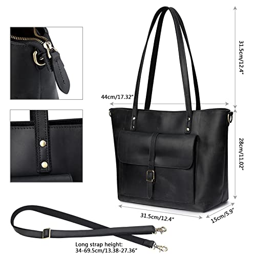 Bolso Tote de Cuero Genuino Vintage para Mujer miniatura 5