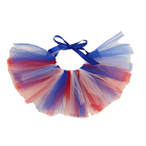 Handcrafted Red, White, Blue USA Flag Colors Mesh Tutu for Large Dogs with 21 to 28 inch Waist.