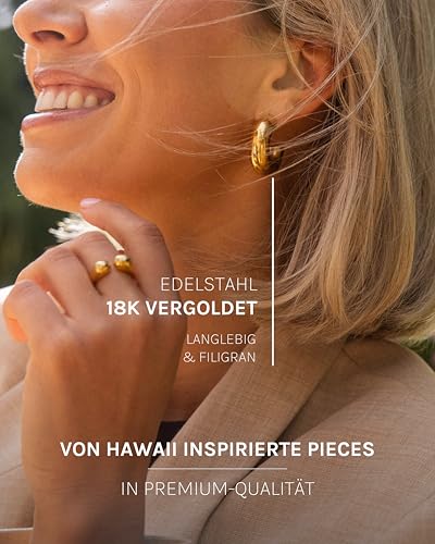 Purelei Stellar Glow Creole Ohrringe (Gold) – Damenohrringe aus langlebigem Edelstahl – Wasserfeste Ohrringe Damen – 3,1 cm Durchmesser… – Ansicht 3