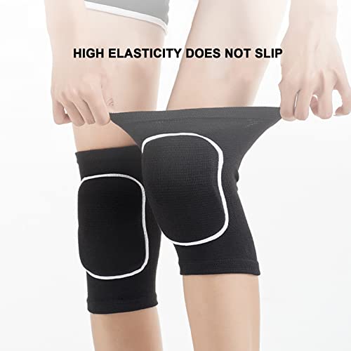 Grebest 1 Pair Knee Brace,Knee Protector Elastic Fabric Compression Thickened Knee Sports Gear Pad For Running, Basketball, Weightlifting, Gym, Workout, Sports Black White L L #TOP4