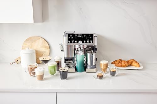 Ninja Luxe Pro 3-in-1-Kaffeemaschine mit Mahlwerk und Aufschäumer für Latte, Cappuccino, Cold Brew & Espresso, einfache Handhabung, 5 Voreinstellungen zum Aufschäumen, Silber, ES701EU