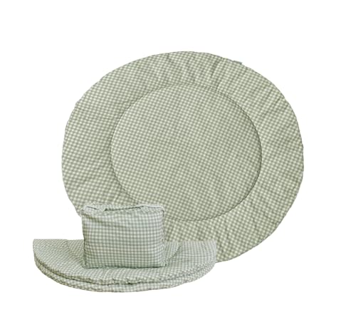 molis&co. Tapis de jeu rond pour bébé. Tapis de sol portable pliable extra large de 100 x 100 cm pour les tout-petits et les bébés. Très rembourré. Mint...