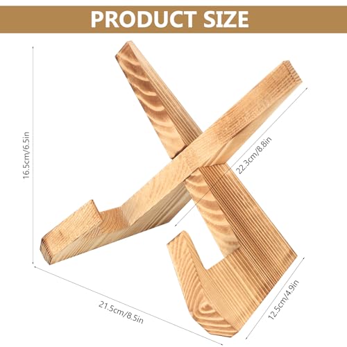 Tenbrachian Wooden Recipe Book Stands for Kitchen Cookbook Holders, Cook Book Stands for Kitchen, Wooden Cookbook Stand Kitchen, Farmhouse Rustic Recipe Holder for Reading Book Display(Wood Color) - Image 2