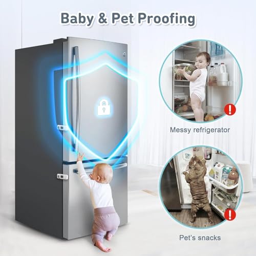 Image of 10 Pack Child Proof Refrigerator Lock, Fridge, Cabinets, Freezer Door Lock Apply to Max 1 inch(25mm) Sealing Strip for Toddlers and Kids, No Tools Need or Drill - Grey (Grey, 10)