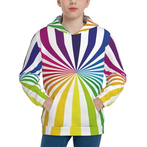 Colorful Rainbow Kids Pullover Hoodies Boys Sweatshirts Girls Athletic Clothes with Pocket