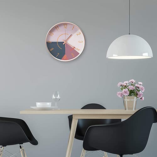 Image of Wall Clock 12 inch Silent Quartz Decorative Wall Clock Non-Ticking Classic Digital Clock Battery Operated Round Easy to Read Handheld Complete Home /Kitchen /Bedroom (406)