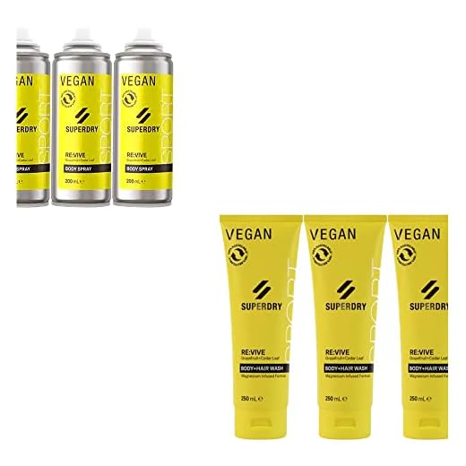 7tlg. Set von Sport RE:vive Funky Gelb Männer Deospray Deodorant Body Spray & 2in1 Duschgel & Shampoo + Dustbag von STUDIO.MUNET