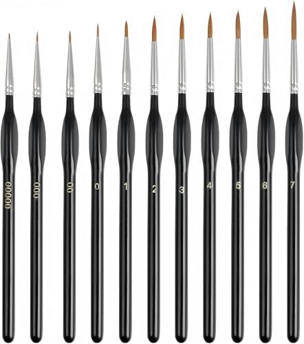 11pcs Fine Paint Brush Set, Exquisite Art Supplies, Best Professional Detail paintbrushes, Painting, face Paint Brushes, Nail, Statue Scale Model Painting