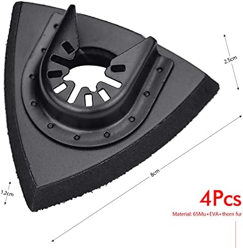 4Pcs Sanding Pads 80 mm for Attaching Pads, Multi-Tool Blades Oscillating Multi Tool Accessories Compatible with Worx Mikita Dewalt Power Tool, Worx Tool, Bosch - Black