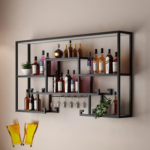 Soporte para botellas de pared con espacio LED para barra de bar 2
