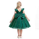 NNJXD Princess Girl Birthday Party Dress Bowknot Kids Dresses Flower Wedding Gown 2070 Green (6Y) 5-6 Years