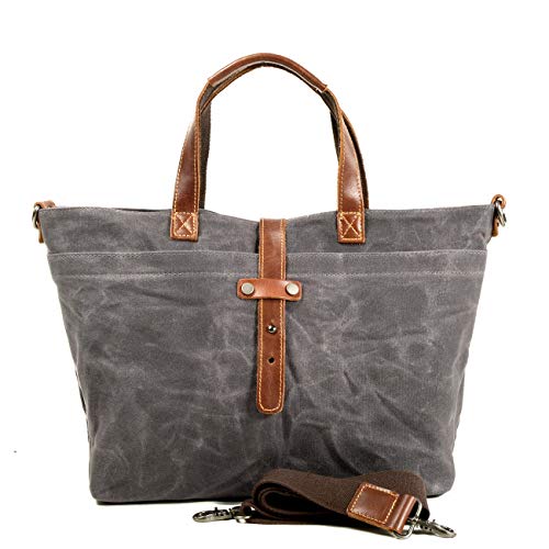 Image of Tote Bag For Women Large Leather Canvas Work Shoulder Bag And Foldable Travel Purse Satchel Bags With Strap