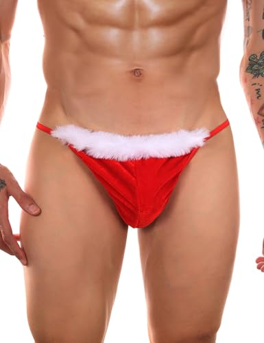 ohyeahlady Weihnachts String Männer Tanga Herren Christmas Underwear Pouch G-String Unterwäsche Lustig Mini Thong Dessous Reizwäsche Unterhosen...