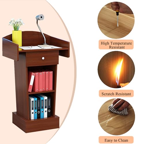 Atril de pie soporte madera cajón para eventos y restaurantes 6