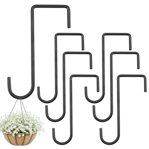 Paquete de 6 ganchos para valla de patio, ganchos de acero con recubrimiento en polvo resistente para vallas, pérgolas, puertas, luces colgantes para interiores y exteriores, plantas, macetas, color