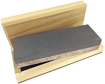 Natural Authentic Combination Soft (Medium) and Black (Ultra Fine) Knife Sharpening Bench Stone Whetstone 6" x 2" x 1" in Wood Box NWS-B/S-6x2x1