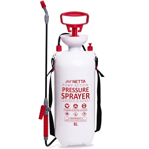 NETTA Garden Sprayer 8L - Weed Killer Sprayer Pump with Adjustable Mist Spray Bottle Nozzle - Pressure Pump Spray Bottle for Plants Fertilizer Pesticides Fungicides Patio & Car Cleaning