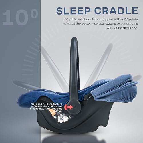Image of Baybee Premium Baby Carry Cot for Newborn 0-15 Months, 4-in-1 Multipurpose Infant Rocker & Car Seat with Adjustable Handle, Safety Belt & Canopy | Travel Carrycot & Baby Car Seat | Weight Capacity Upto 25 Kgs (Blue)