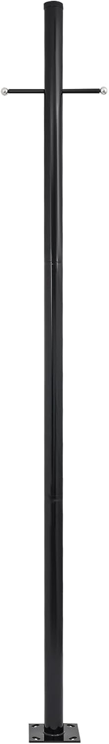 Outdoor Lamp Post with Cross Arm, 9.8 Ft Black Split Street Light Pole 3 Inch Diameter Galvanized Steel, Weather Resistant for Driveway, Front Yard & Pathway Lighting