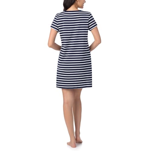 Image of Nautica Womens Sleep Shirt Dress - Cotton Knit Jersey V-Neck Pajama Top - Lightweight & Breathable Sleepwear Loungewear