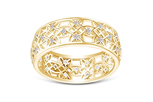 AFFY Hollowing Flower Ring in 14k Gold over Sterling Silver 925 Wedding Accessories Ring Jewelry for Ladies - Choose From - Simulated Diamond, Simulated Sapphire, Simulated Emerald, or Simulated Ruby