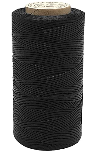 Waxed Thread, 328 Yards 150D 1MM Leather Sewing Waxed Thread for Leather DIY, Bookbinding, Shoe Repairing, Leather Projects (Black)