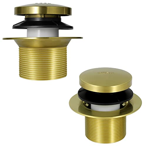 Tip Toe Bathtub Drain Conversion Kit Assembly, Tub Drain Plug Trim Set Bath Tub Drain Stopper With Two-Hole Overflow Faceplate(Brushed Gold) #TOP1