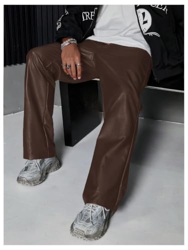 Image of GORGLITTER Men's Leather Pants Baggy Western Concert Cowboy Rodeo Outfits