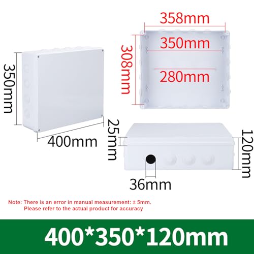 MACHSWON IP65 Junction Box 400x350x120mm ABS Waterproof Junction Box Dustproof Indoor Outdoor Box Cable Connection Protective Enclosure Open Hole with Rubber Plug