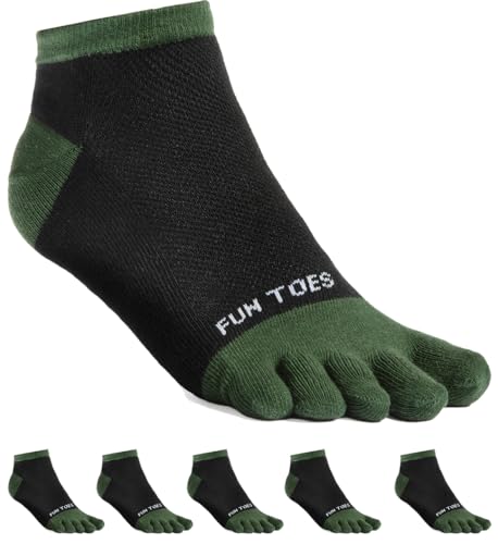 Image of FUN TOES Women's Cotton Toe Socks-Barefoot Running- Breathable- 6 Pairs Pack-Size 9-11 Lightweight