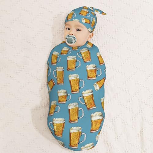 Image of Painting Beerys Newborn Swaddle Blankets Hat Sets Soft Baby Receiving Blanket Swaddle Sack for Baby Shower Infant Boy Girl Gift
