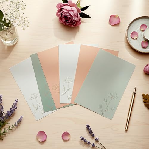 Image of Spiareal 100 Pcs Blank Note Cards Index Card, Green, 4 x 6 in, Floral