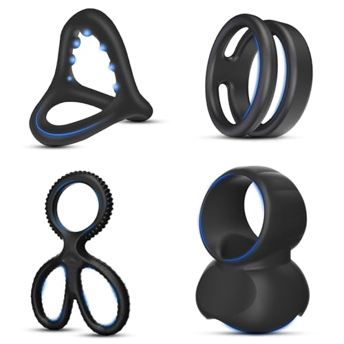 2023 Neu Penisring Dehnbar Silikon Cockring Hodenringe 4-er Set,Flüssiges Silikon Penis Ring Penishülle,Cockringe Extrem Silikon Penis Sleeve,Sexspielzeug für Paare Extrem Sex Langwährende Erektion