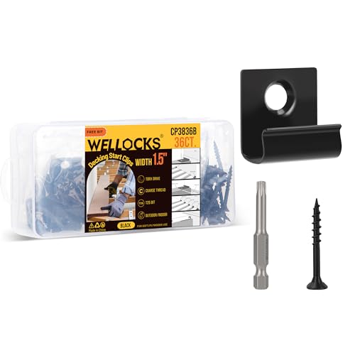 Clips de démarrage universels WELLOCKS CP3836B lot de 36 avec vis T25 pour terrasse